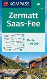 Zermatt, Saas-Fee 1:40 000 / turistická mapa KOMPASS 117