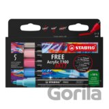 Akrylový popisovač STABILO FREE Acrylic - kulatý hrot 2-3 mm - sada Candy 5 ks
