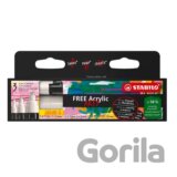 Akrylový popisovač STABILO FREE Acrylic - sada 3 ks se 3 různými hroty - bílá