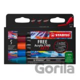Akrylový popisovač STABILO FREE Acrylic - kulatý hrot 2-3 mm - sada Urban 5 ks
