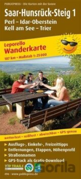 Saar-Hunsrück-Steig 1, Perl-Idar-Oberstein, Kell am See-Trier 1:25 000 / turistická mapa