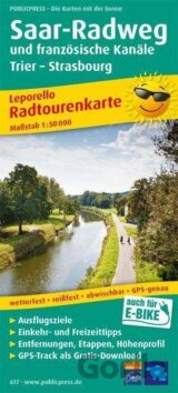 Cyklostezka Saar a francouzské kanály, Trier-Strasbourg 1:50 000 / cyklistická mapa