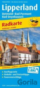 Lipperland, Detmold-Bad Pyrmont-Bad Oeynhausen 1:75 000 / cyklistická mapa