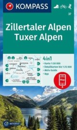 Zillertaler Alpen, Tuxer alpen 1:25 000 / turistická mapa KOMPASS 37