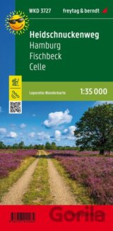 Heidschnuckenweg, Hamburk, Fischbeck, Celle, Leporello 1:35 000 / turistická a cykloturistická mapa
