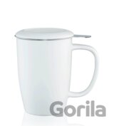 Kusmi Tea Vysoký hrnček na čaj T.TOTEM s nerezovým sitkom, 0.44 l biely