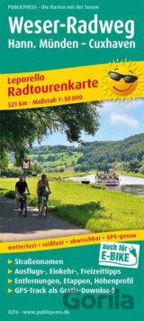 Weserská cyklostezka, Hann. Münden-Cuxhaven 1:50 000 / cyklistická mapa
