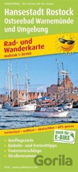 Hanzovní město Rostock, letovisko Baltského moře Warnemünde 1:50 000 / cyklistická a turistická mapa