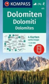 Dolomity 1:35 000 / sada 4 turistických map KOMPASS 672