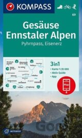 Gesäuse, Ennstaler Alpen, Pyhrnpass, Eisenerz 1:35 000 / turistická mapa KOMPASS 69