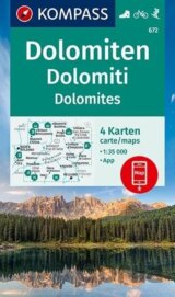 Dolomiten, Dolomiti, Dolomites 1:35 000 / sada 4 turistických map KOMPASS 672