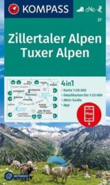 Zillertaler Alpen, Tuxer Alpen 1:50 000 / turistická mapa KOMPASS 37