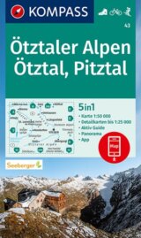 Ötztaler Alpen, Ötztal, Pitztal 1:50 000 / turistická mapa KOMPASS 43