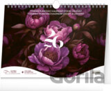 NOTIQUE Stolový / nástenný týždenný plánovací kalendár s háčikom Fialové kvety 2026