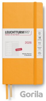 Weekly Planner & Notebook 2026 Wallet (B6+ x A6) Rising Sun - tečkovaný