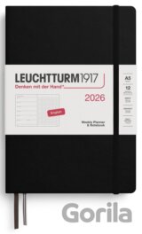 Weekly Planner & Notebook 2026 Medium (A5) Black - tečkovaný