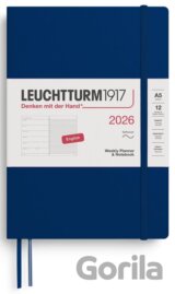 Weekly Planner & Notebook 2026 Medium (A5) Navy