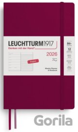 Weekly Planner & Notebook 2026 Paperback (B6+) Port Red