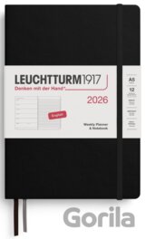 Weekly Planner & Notebook 2026 Medium (A5) Black