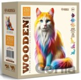 Dřevěné puzzle Duhová kočka (250 dílků)