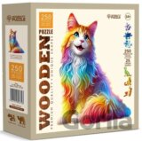 Dřevěné puzzle Barevná kočka 250 dílků