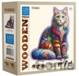 Dřevěné puzzle Jemná kočka (150 dílků)