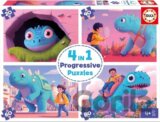 Puzzle Přátelští dinosauři 4v1 (20,40,60,80 dílků)