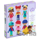 Mäkké šaty. Obliekanie 12 postáv plstennými nálepkami