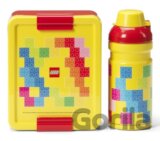 LEGO Brick desiatový set (fľaša a box) - červená/žltá