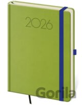 Denní diář 2026 A5 New Praga zelený s gumičkou