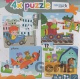 4x puzzle Car, train, plane, wagon