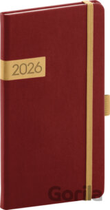 NOTIQUE Vreckový diár Twill 2026 (bordovo-zlatý)