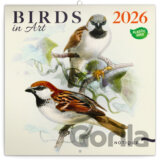NOTIQUE Nástenný poznámkový kalendár Birds in Art (Vtáčiky) 2026