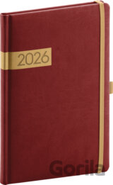 NOTIQUE Týždenný diár Twill 2026 (bordovo-zlatý)