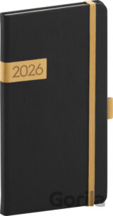 NOTIQUE Vreckový diár Twill 2026 (čierno-zlatý)