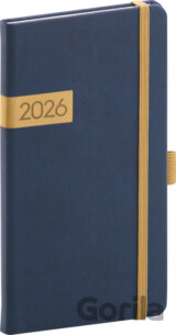 NOTIQUE Vreckový diár Twill 2026 (modro-zlatý)
