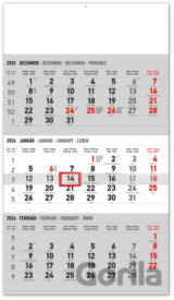 NOTIQUE Nástenný kalendár 3-mesačný štandard 2026 - sivý