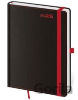Týdenní diář 2026 B6 Black Red s poutkem
