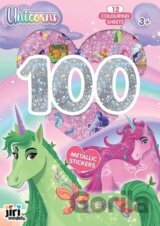100 metalických samolepek s omalovánkovými listy: Jednorožci