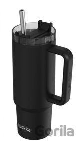 Nerezový termohrnček so slamkou Vibe Black 880 ml