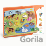 Farmárske zvieratká: drevené edukačné puzzle