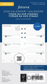 FILOFAX kalendář 2026 osobní, týden/2 str, linky, ČJ+SJ