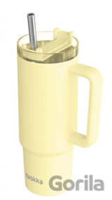 Nerezový termohrnček so slamkou Vibe Pastel Yellow 880 ml