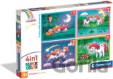Puzzle Jednorožci 4 v 1 (12+16+20+24 dílků)