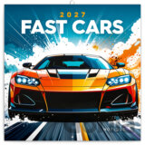 NOTIQUE Nástenný poznámkový kalendár Fast Cars 2027