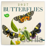 NOTIQUE Nástenný poznámkový kalendár Butterflies (Motýle) 2027