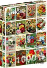 Puzzle Vintage balíčky květinových semen (1000 dílků)