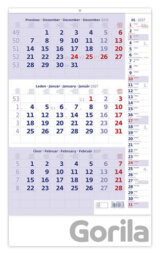 Tříměsíční nástěnný kalendář s poznámkami 2027 (modrý)