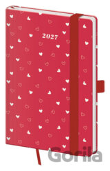 Kapesní diář 2027 A6 Vario Hearts s gumičkou