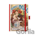 Notes A5 Premium Alfons Mucha 2027 prázdný červený